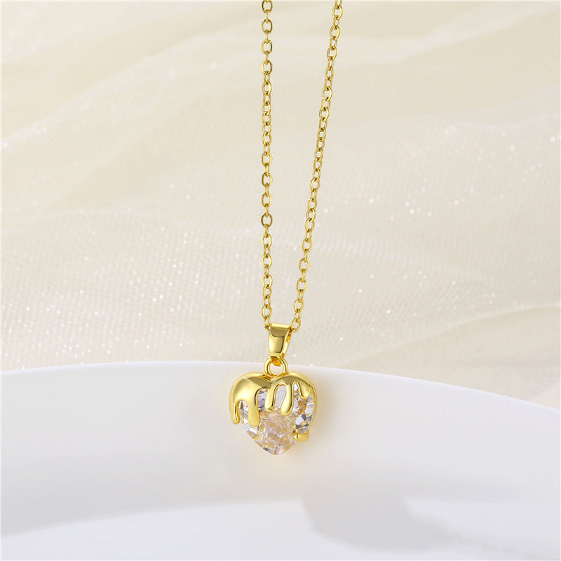 Wholesale Heart Shape Crystal Necklace Stainless Steel